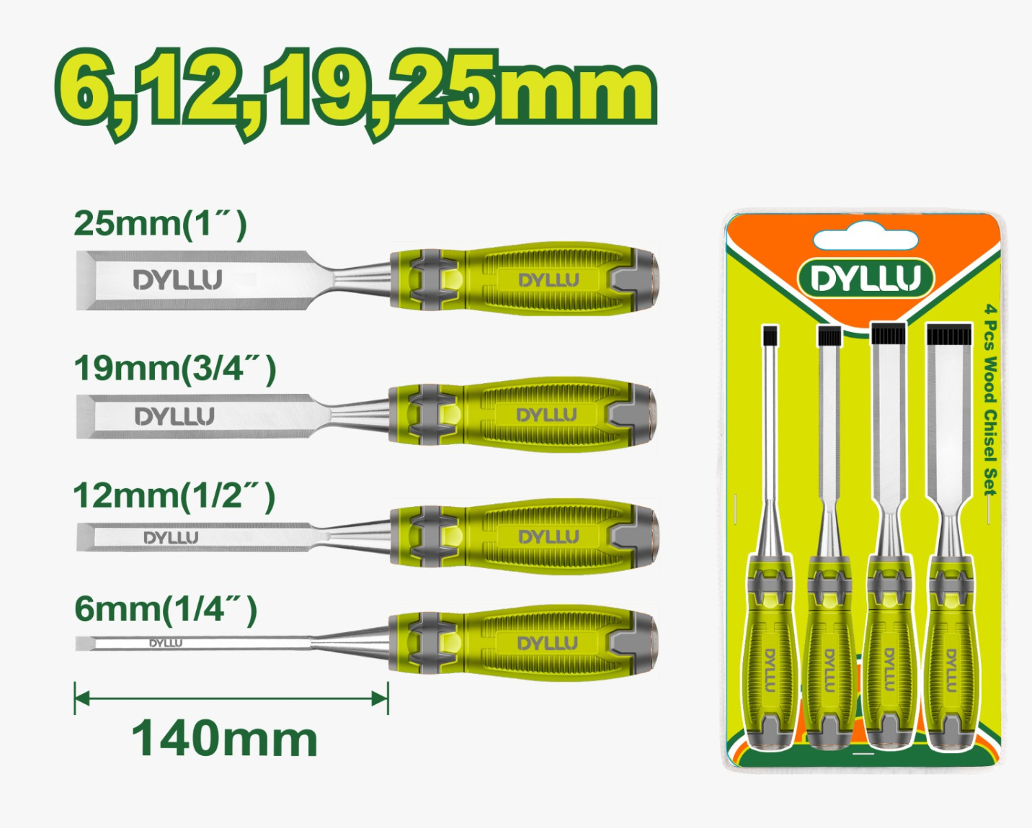 4 Pcs wood chisel set